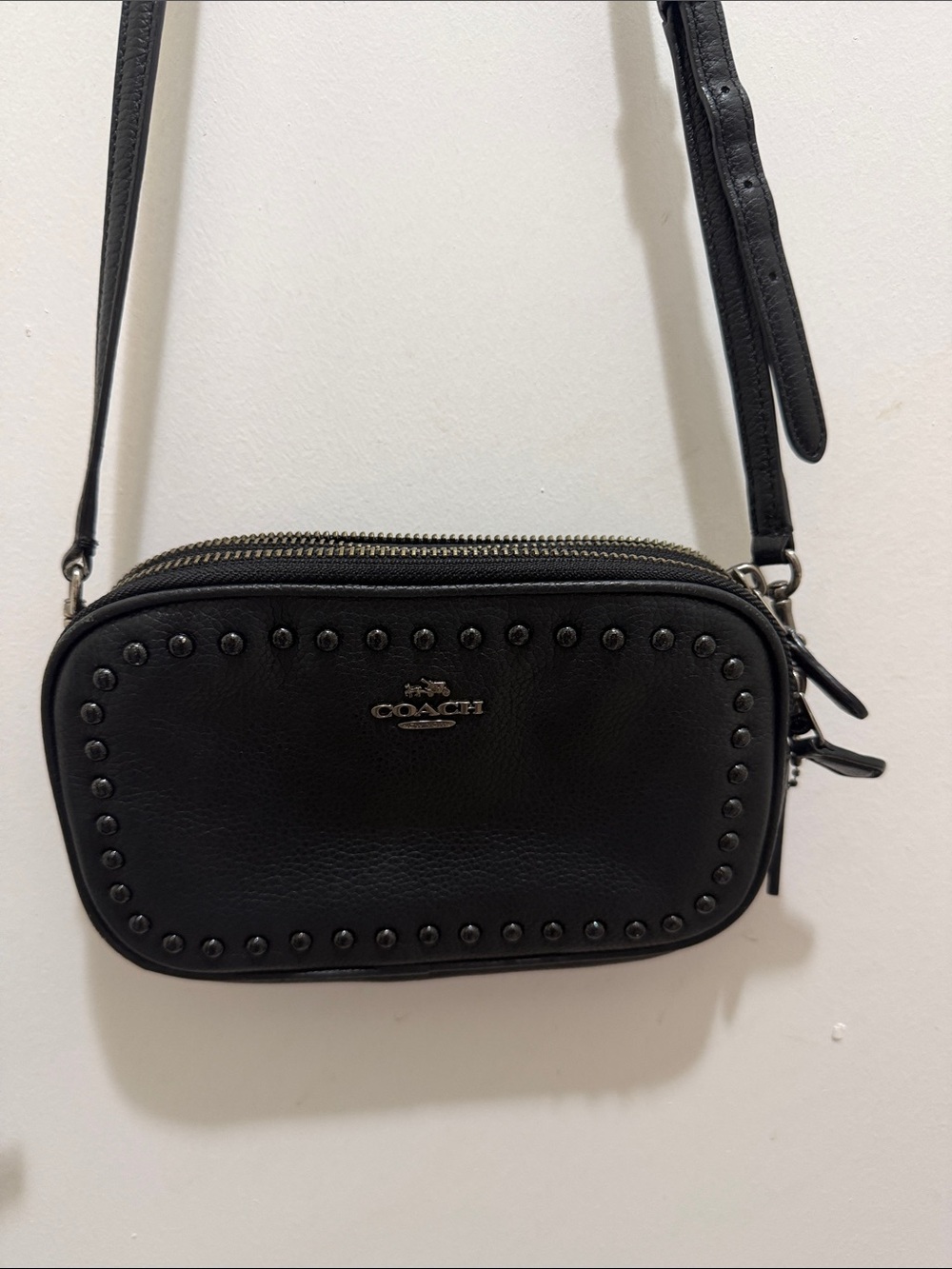 Coach Black Pebbled Leather Studded Crossbody Bag - Picture 7 of 11